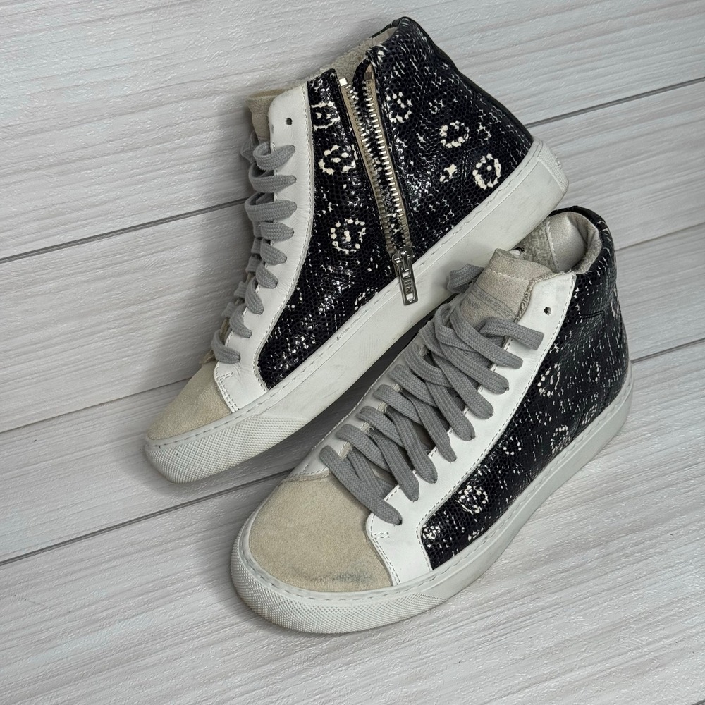 Surf LATA‎ You Get High Top Sneakers Black White Patterned Side Zip Womens 36